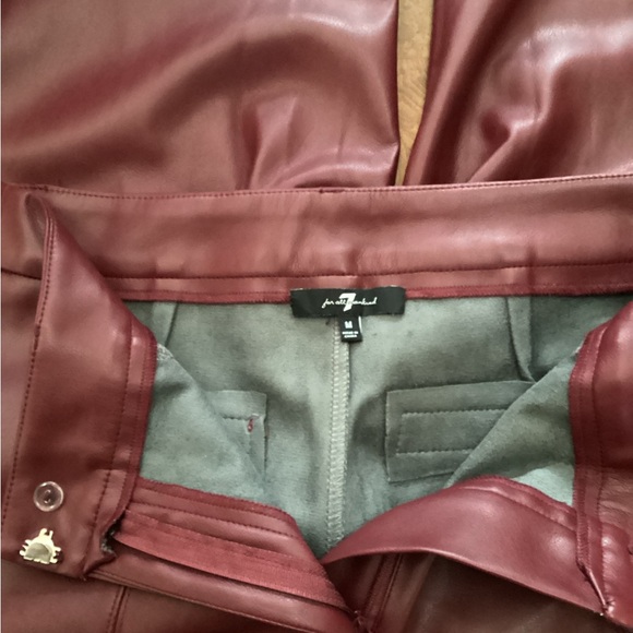 7 For All Mankind Maroon Faux Leather Wide-Leg Pants - Picture 4 of 7
